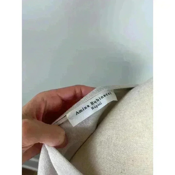 Amina Rubinacci Women's Short Sleeve Shift Dress Size 44 Beige Midi - Picture 8 of 11